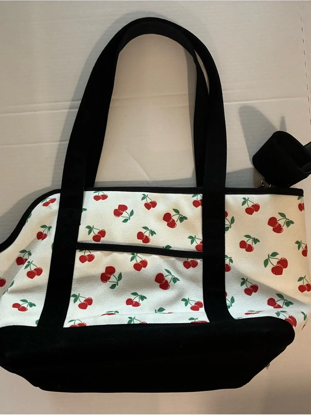 Betsey Johnson Cherry Print Pet Tote in Red & Black